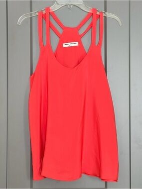 Amanda Uprichard Racerback Strappy Tank 100% Silk Red Coral Women’s Size Small
